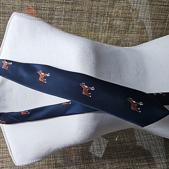Boxer dog men's tie navy blue - Picture 4 of 4